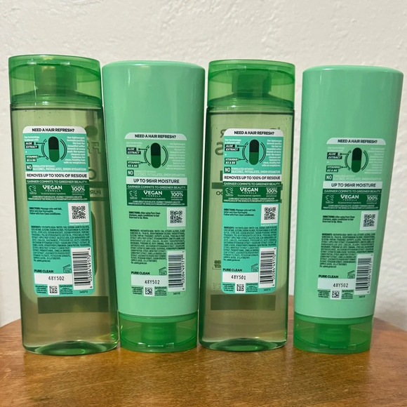 (4) Garnier Fructis Pure Clean Shampoo & Conditioner, Silicone-Free, 12.5 Fl Oz - Picture 5 of 6